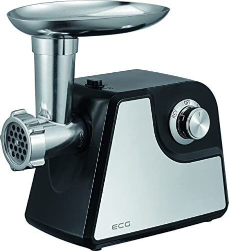 ECG MG 1310 Simply, tritacarne elettrico, 3 dischi in acciaio inox (3, 5+8 mm), funzione di inversione del motore - REVERSE, 1340 W, nero/argento