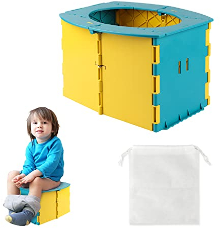 CPROSP Faltbar Toilettensitz Kinder Unterwegs, Mobiles Baby Töpfchen Tragbar, Baby WC Töpfchen für Kinder 12-36 Monate, Blau