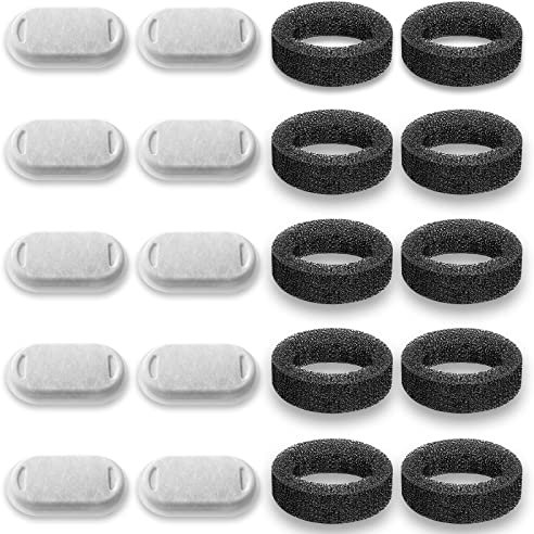SAMANIJA 10-Pack Filtros, Compatible con Tomxcute 108oz/3.2L pet Fuente y Compatible con GIOTOHUN 64oz/2L cat agua Fuente con Esponjas