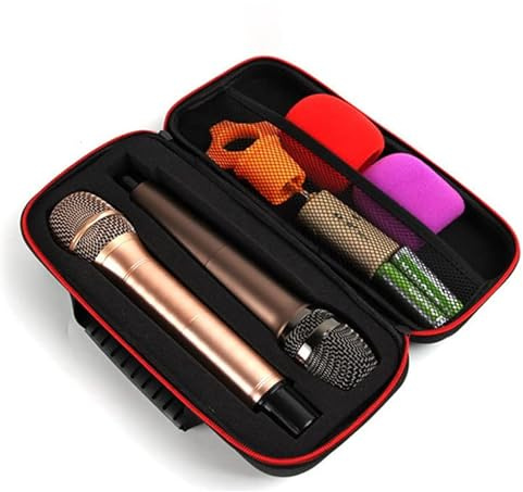 Generic Wireless Microphone Case: Hard EVA Case for Handheld Microphone Dual Mic Bag Microphone Hard Carrying Travel Case, Black,Red, 30x15cm (24EX7QS277S16N2SWM)