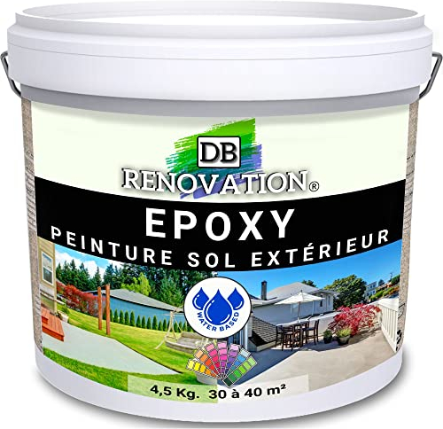 DB Rénovation Résine Epoxy Peinture sol Terrasse, balcon - Haute résistance Extérieur, Prêt à l'emploi - Gris fenêtre 4,5KG