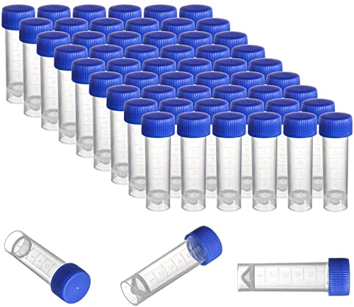 ZENFUN 100Pcs 5ml Cryogenic Vials with Blue Screw Caps & Sealing Gasket, Sterile Graduated Freezer Tubes for Laboratory, School, Scientific Sample Storage