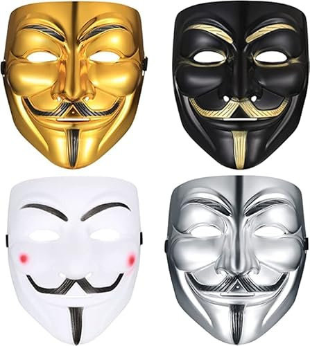 V For Vendetta Mask - Guy Fawkes, Hacker, Anonymous, Purge, Horror, Cosplay, Masquerade, Act, Commemoration, 5th November, Carnival, Halloween, Festival, Bonfire Night, On Size, All Ages, Colour Theme