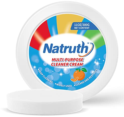NATRUTH Kitchen Paste with Sponge Stainless Steel Cleaning Paste Rapidly Degreasing Household Miracle Cleaner for Kitchen Counter, Oven Surfaces, Cooker Tops,Bathroom, Multi Surface Cleaner (300g)