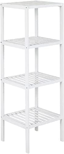 axentia Bambusregal, 4 Ablagen, weiß