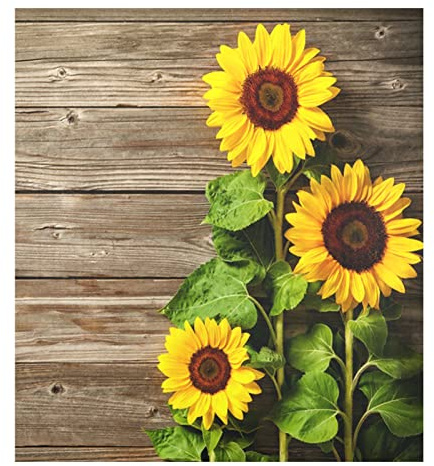 Autumn Sunflowers on Wooden Magnetic Dishwasher Cover Sticker Decor Water Resistant Refrigerator Skins for Dishwasher Washing Machine Refrigerator 23.08 x 26.08 Inch