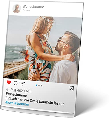 PhotoFancy® - Acrylglas Bild im Instagram Design personalisiert mit deinem Foto und Text - Insta Post Aufsteller als personalisierte Geschenkidee für alle #Fans des sozialen Netzwerks - Größe A4