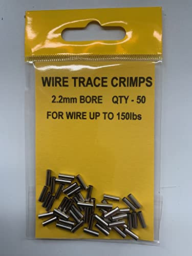 STAINLESS STEEL WIRE TRACE CRIMPS PACK OF 50-50/80/100/150/200lb SEA/PIKE (2.2mm bore for wire up to 150lbs)