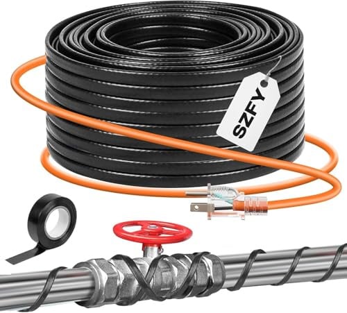 Ruban chauffant de 3 à 160 pieds pour tuyaux d'eau, ruban chauffant de dégivrage jusqu'à -40 °F, fil thermostatique, câble chauffant pour tuyaux, ruban chauffant avec thermostat, câble chauffant