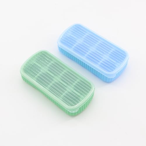 Vctitil 2pc Small Ice Cube Trays For Freezer, Silicone Ice Cube Trays With Lid For Mini Fridge, Ice Trays With Covers(blue/green)