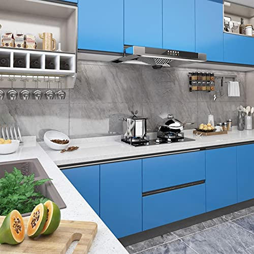 CIADAZ Möbelfolien Selbstklebend 2 Stk. Azurblau 500x90 cm PVC, Klebefolie Möbel, Folie Für Möbel, Selbstklebende Folie, Klebefolie Küche, Folie Küchenschränke, Schrankfolie