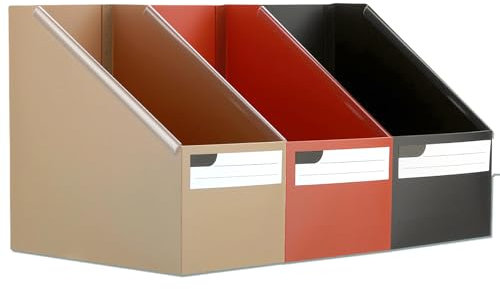Marte Vanci Stehsammler A4, Zeitschriftensammler Kunststoff, Stehordner Schreibtisch Organizer mit Etiketten, Zeitschriftenhalter für Regale, Büro, Papierakten, Büchern, Dokumenten 3 Stück