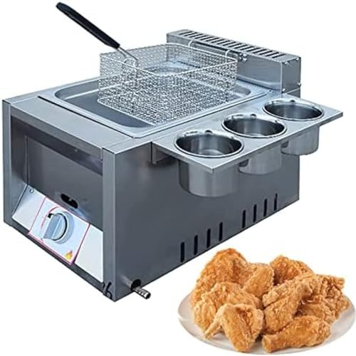 Freidora De Gas Profesional, Freidora De Propano/freidora De Gas GLP, con Cesta Frita Y Tapa, para Restaurante, Cocina Casera, Cocina De Alimentos,6l+1*Cesta Frita,Bonny369