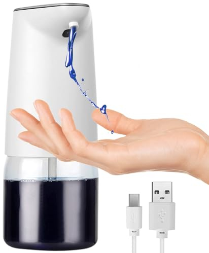 JiGiU Seifenspender Automatisch Berührungsloser 500ML USB Wiederaufladbar Elektrischer Desinfektionsspender mit Infrarot Sensor Seifenspender für Küche Badezimmer Büro (Weiß)