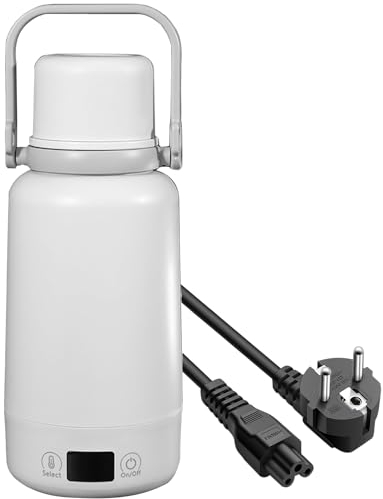 Tragbarer Reise-Wasserkocher, 1 Liter Fassungsvermögen, mit Temperaturregelung und LCD-Display, lang anhaltende Wärmeerhaltung, Anti-Trockenheizungs-Wasserkocher, für Reisen, Camping, Geschäftsreisen