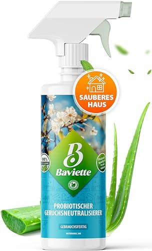 Baviette Micronimal Geruchsneutralisierer Spray 500 ml für Haustiere | Für Hundebetten, Katzenbereiche, Textilien, Teppiche, Polster und Wohnräume mit Mikroorganismen