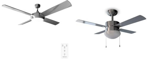 Cecotec Ventilador de Techo con Mando a Distancia, Temporizador y Luz LED EnergySilence Aero 570. & Ventilador de Techo con Luz EnergySilence Aero 450. 50 W, Bajo consumo, 106 cm de Diámetro