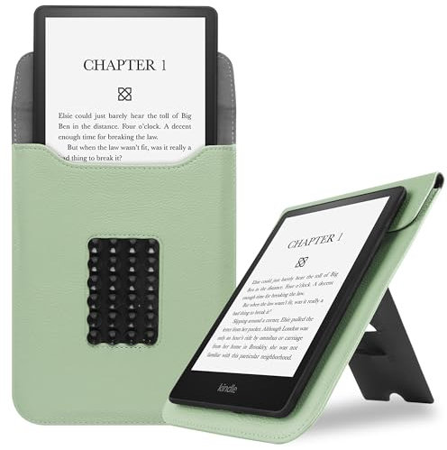 HGWALP Borsa di Custodia per 6.8 7 Kindle Paperwhite(11th/12th Generazione), sacchetto di copertura protettiva con ventosa in silicone e supporto multi-angolo per 7 Kindle Colorsoft eReaders-GN