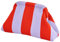 CXINLky Sommer Strand Clutch Damen, Gestrickt Gestreift Kontrastfarbe Handtaschen Klein Clutch Gewebte Tasche für Sommerstrände, Shopping, Reisen-Orange/Weiß