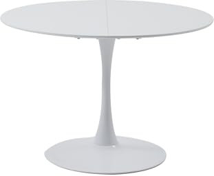 TTATC Table à Manger Ronde Table de Cuisine en MDF avec Base Tulipe, Table de Salle à Manger 110 * 110 * 75cm, Structure en Métal, Blanc