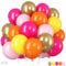 Ballons rose, orange, rose, jaune et doré