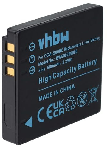 vhbw 1x Akku kompatibel mit Panasonic Lumix DMC-FS20, DMC-FS3, DMC-FX33, DMC-FX35, DMC-FS5, DMC-FX30 Kamera (600 mAh, 3,6 V, Li-Ion)