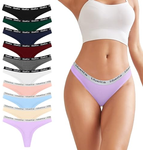 Uizuooy Strings Tanga Femme Coton Sexy Chic Culotte Stretch sous Vêtements Culottes Invisible Multipack Lot de 10