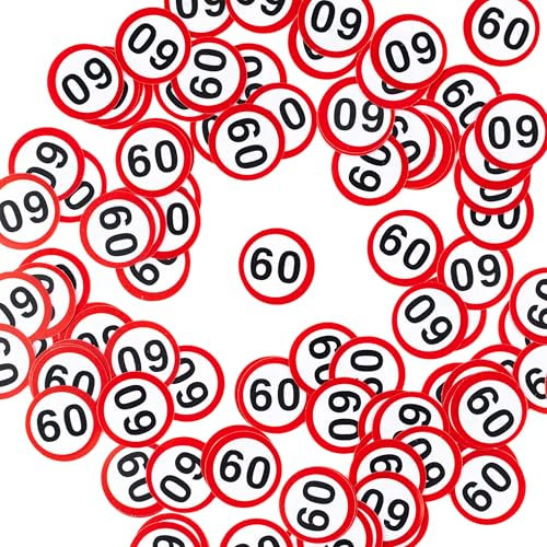60 Geburtstag Deko Konfetti Verkehrszeichen rot/weiß - Originelle Geburtstagsdeko 60 für einen gelungenen 60 Geburtstag Frau oder Mann - Tiwoca
