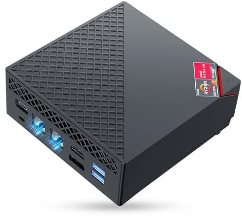 NiPoGi AM06 PRO Mini PC АMD Ryzen 5 5500U (6C/12T, bis zu 4,0 GHz), 16 GB DDR4 512 GB M.2 SSD Mini Desktop Computer Dual LAN, HDMI+DP+Typ-C 4K UHD Triple Display/Dual-WiFi für Spiele/Büro/HTPC