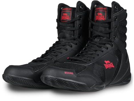 Lonsdale HESKIN Chaussures de Boxe, Unisexes, Noir/Rouge, 41 EU, Noir/Rouge, 41 EU