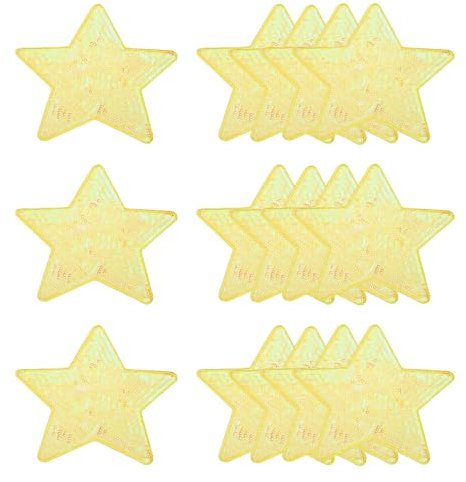 sourcing map 20 Pcs Sequin Star Iron on Patches, 5 x 4.7 Inch Embroidery Sequin Patches for Clothing Repair Backpack Shoes Decoration, Yellow