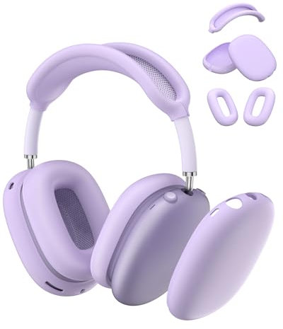 Funda de silicona para auriculares Airpods Max USB-C/Lightning, AirPods Max Accesorios Funda para orejas/orejas/funda para diadema/funda de silicona suave (violeta)