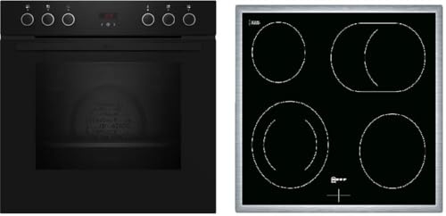 NEFF EDX4B0, Herd-Set bestehend aus E1CCD2AK3 Herd, 60 x 60 cm, EasyClean Reinigung, CircoTherm, LED-Display & M13R42N2 Elektrokochfeld, Bräterzone, Edelstahlrahmen