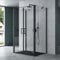 Mai & Mai Duschkabine U-Form Duschabtrennung 75x90 Duschkabine Aluminiumrahmen mit Duschtasse ESG-Sicherheitsglas Klarglas Doppeltüre Schwarz Ravenna66UK