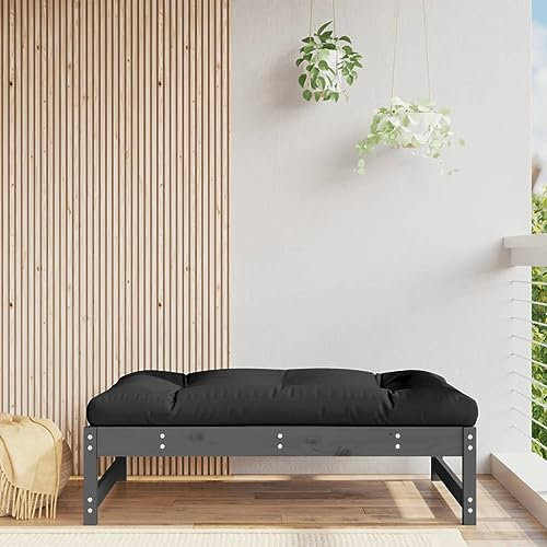 Myheimly Gartenhocker Grau 120x80 cm Massivholz Kiefer Graue Kiefer Fußhocker 3029113de