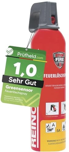 Greensensor Premium - Spray estintore universale, 750 ml, spray estintore in schiuma per casa, auto, minibar, estintore schiuma, accessori per auto