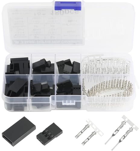 Harrisen 180 Stück Servo Kabel Stecker, 3P Servo Verlängerungskabel Steckverbinder,Männlich Weiblich 2.54mm Dupont Kabel Stecker, kompatibel mit Futaba JR Hitec Spektrum RC Servo Stecker