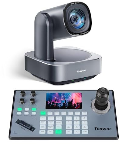 Tenveo Cámara PTZ 20X Zoom Óptico & 4D Joystick Controller Bundle, 1080P USB3.0/HDMI/IP/PoE VISCA Pelco-D/P RS422/RS485 RS232 para transmisión en Directo
