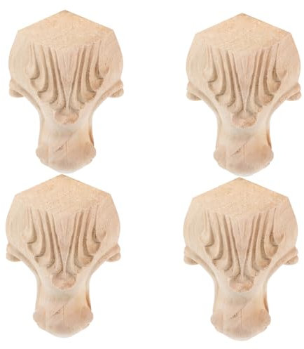 SEWACC 4pcs Retro Carved Wooden Cabinet Legs for Sofa Table Furniture Legs Vintage Style Wooden Sofa Decorative Table for Home