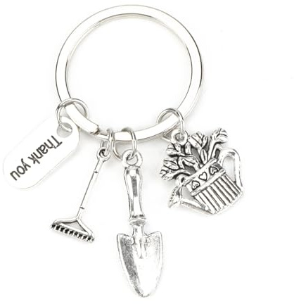 Tranbath Gardener Keychain with Rake, Shovel, and Watering Can Pendants, Unique Birthday Gifts for Good Friend Women, Girlfriend Friendship Travel Accessories, Thoughtful Thank You Gifts