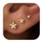 3 Pair Tiny Flat Back Stud Earrings for Women - 14K Gold Hypoallergenic Cute Small Flower Stud Earrings Earring Set