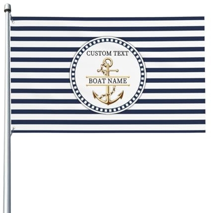 Personalisierte nautische Anker-Flagge, benutzerdefinierter Name und Standort, für Schiff, Segelboot, Hof, Outdoor-Heimdekoration und Kapitänsgeschenke
