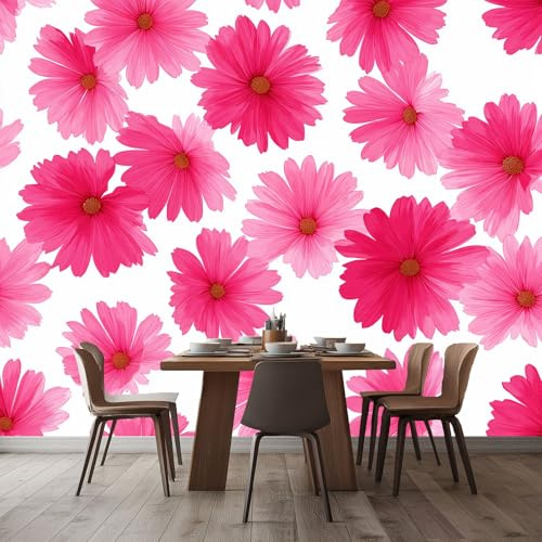 Carta da Parati 3D Margherita Rosa 500x280 cm Murale Poster Grande, Carta Parati Fotomurale Stampata 3D per Soggiorno, Camera Letto, Sala Pranzo