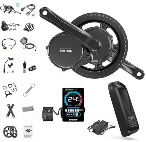 BAFANG 250W Mittelmotor E-Bike Umbausatz mit Optionalem 48V Ebike Batterie und VD618 E-Bike Display, CAN Version Elektrofahrrad Kit für Mountainbike mit BB68-73mm