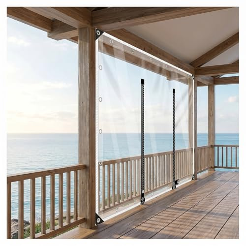 ZXCASDF Lona alquitranada de PVC con Cremallera，cerramientos Jardin plástico，Cortinas pergola，Paneles Laterales Lonas Transparentes Impermeables con Cremallera(H2xW6m/H6.5xW19.6ft)