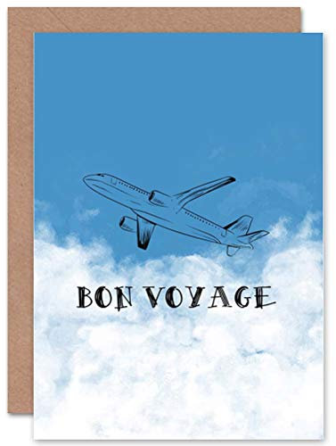 Wee Blue Coo Flugzeugumriss Auf Sky Travel Bon Voyage Abschiedskarte
