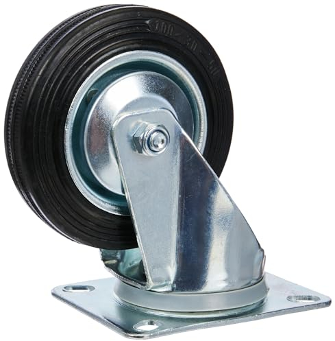 Metafranc Lenkrolle Ø 100 mm - 104 x 80 mm Platte - Vollgummi-Rad - Weiche Lauffläche - Rollenlager - 70 kg Tragkraft / Transportrolle / Möbelrolle / Schwerlastrolle / 800710, Silber