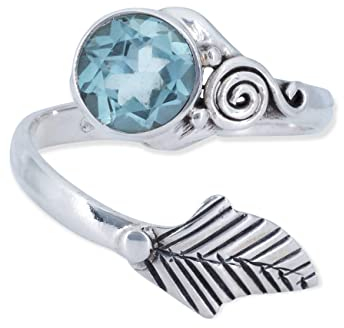 Ring 925 Silber Blau Topas hellblauer Stein größenverstellbar Edelstein echt Silber Damen Sterling Silber Geschenk (MRV-149-62)