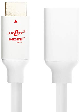 JuicEBitz 4K HDMI Cable 12M, Male to Female Extension Cable with Ethernet, High Speed HDMI 4k/30fps. 1.4 HDMI Lead. HDMI to HDMI Cable, Compatible with PS4 Xbox Sky Projector. 12m HDMI Extension White