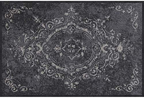 Salonloewe Amira Grey Fußmatte waschbar 050 x 075 cm Fußabtreter Schmutzfangmatte Eingangs-Matte anthrazit Muster